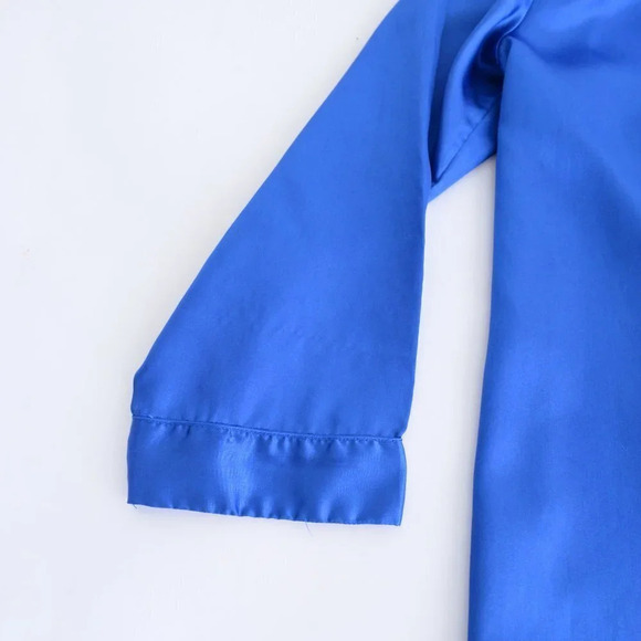 Vintage Dominque Royal Blue Silky-Like Button Down Nightgown LG - Picture 10 of 14